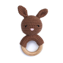 Load image into Gallery viewer, Crocheted Bunny Teething Ring Rattle