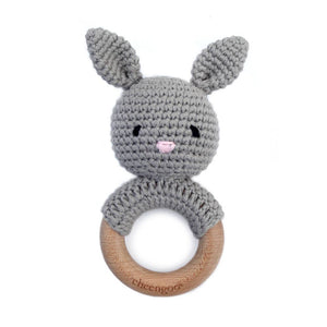 Crocheted Bunny Teething Ring Rattle