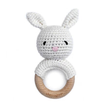 Load image into Gallery viewer, Crocheted Bunny Teething Ring Rattle