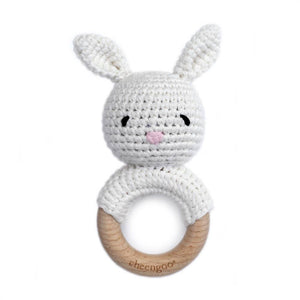 Crocheted Bunny Teething Ring Rattle