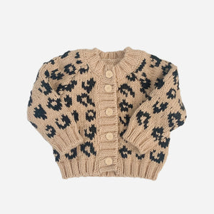 Cheetah Acrylic Hand Knit Cardigan