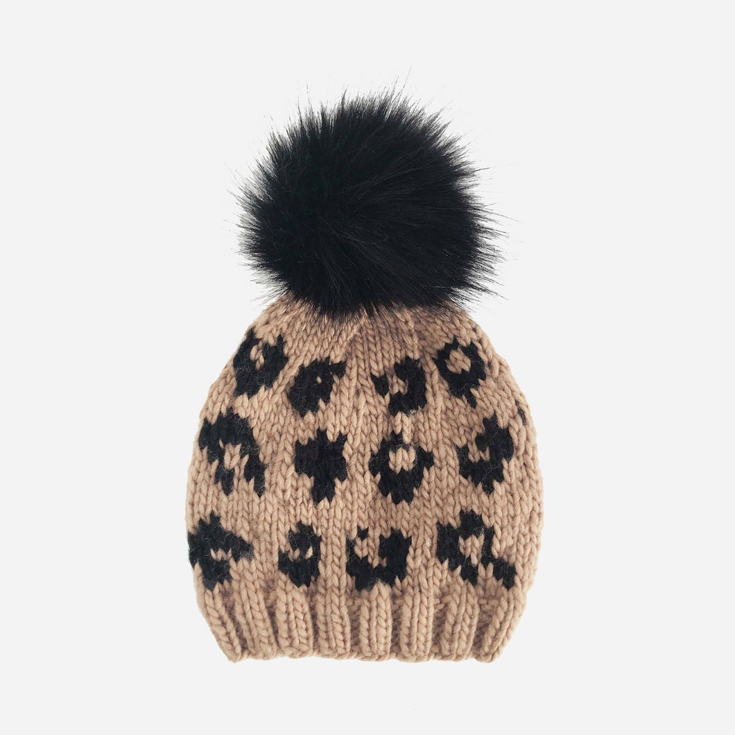 Cheetah Acrylic Hand Knit Hat