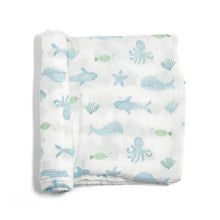 Load image into Gallery viewer, Under the Sea Bamboo Muslin Swaddle