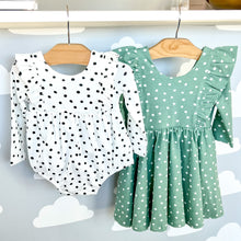 Load image into Gallery viewer, The Leah Charcoal Dot Romper